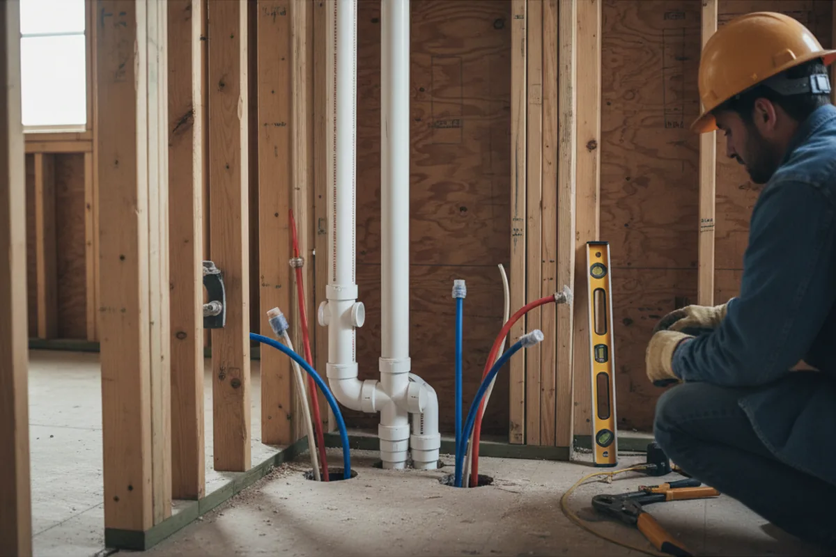 Drain and supply rough-in during Drain Cleaning in Calera